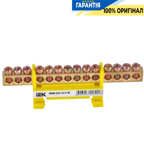 Шина IEK PE земля на DIN-изоляторе тип Стойка ШНИ-6х9-14-С-Ж, (YNN10-69-14P-K05)