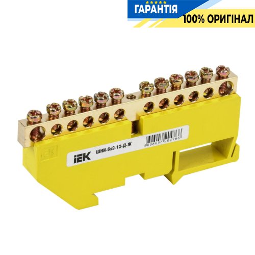 Шина IEK PE земля на DIN-изоляторе ШНИ-6х9-12-Д-Ж, (YNN10-69-12D-K05)