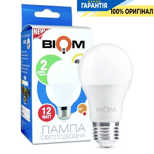 LED-лампа Biom BT-512 A60 12W E27 4500К матова (1432)