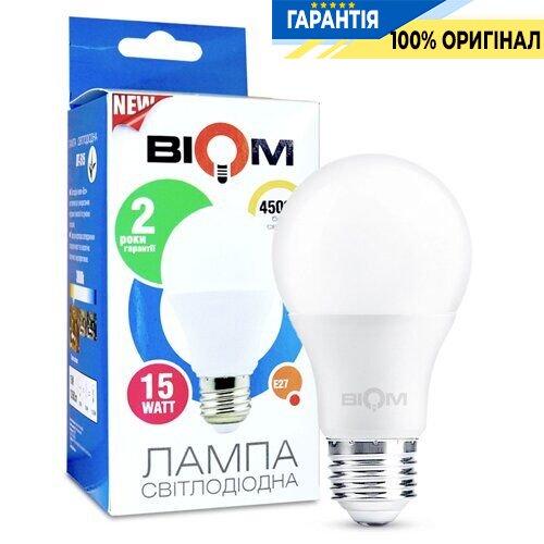 LED-лампа Biom BT-516 A60 15W E27 4500К матова (1434)