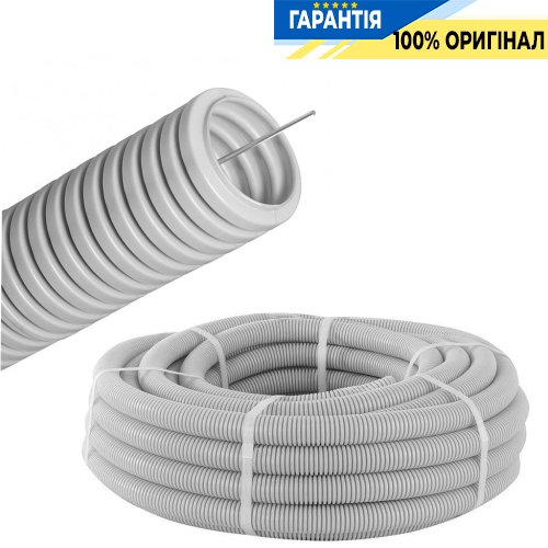 Труба гофрированная ДКС ∅32мм, Light, с протяжкой, цвет серый (91832)
