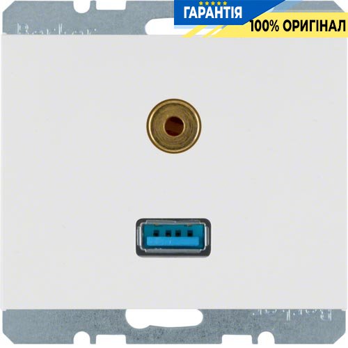 Розетка USB/3.5мм аудио, полярная белизна, «K.1» Berker 3315397009