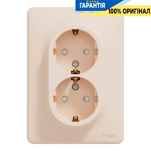 Розетка 2-а з з/к зі шторками Schneider Electric «Sedna Design» SDD312221 (колір - бежевий)