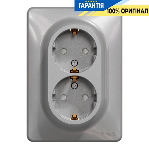 Розетка 2-а з з/к зі шторками Schneider Electric «Sedna Design» SDD313221 (колір - алюміній)