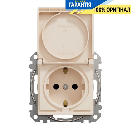 Розетка з з/к зі шторками із кришкою Schneider Electric «Sedna Design» SDD112024 (колір - бежевий)