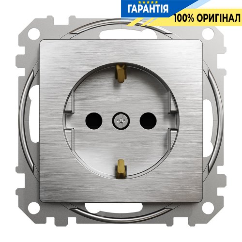 Розетка с з/к со шторками Schneider Electric «Sedna Elements» SDD170022 (цвет - матовый алюминий)
