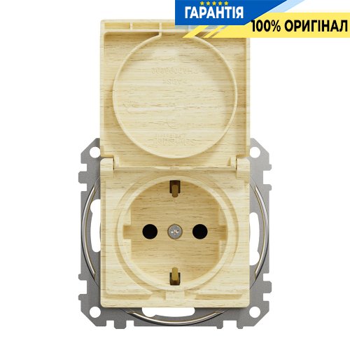 Розетка з з/к зі шторками із кришкою Schneider Electric «Sedna Elements» (колір - береза) SDD180024