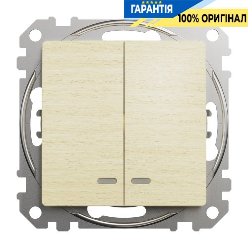 Выключатель с подсветкой 2-кл Schneider Electric «Sedna Elements» SDD180105L (цвет - береза)