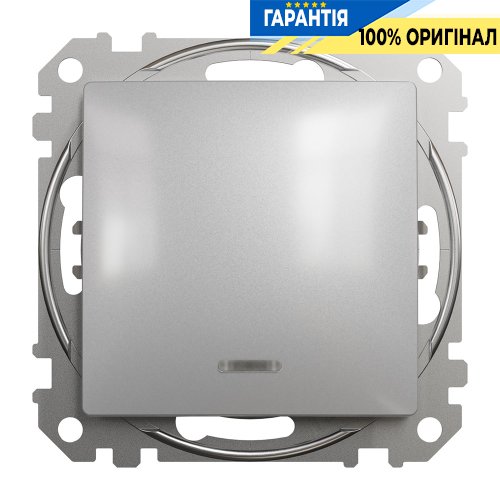 Вимикач з підсвічуванням 1-кл Schneider Electric «Sedna Design» SDD113101L (колір - алюміній)