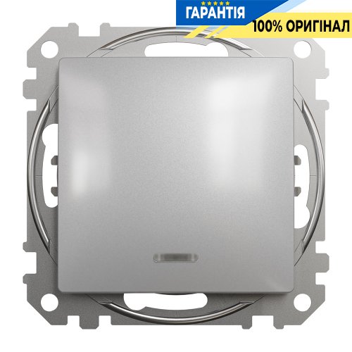 Перемикач з підсвічуванням 1-кл Schneider Electric Sedna Design SDD113106L (колір - алюміній)