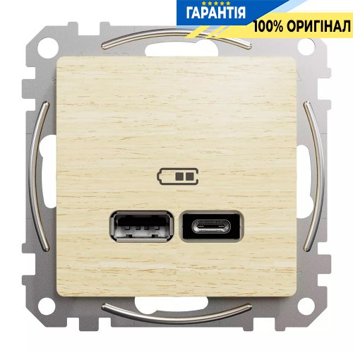 USB розетка тип A+C 2,4A Schneider Electric Sedna Elements SDD180402 (колір - береза)