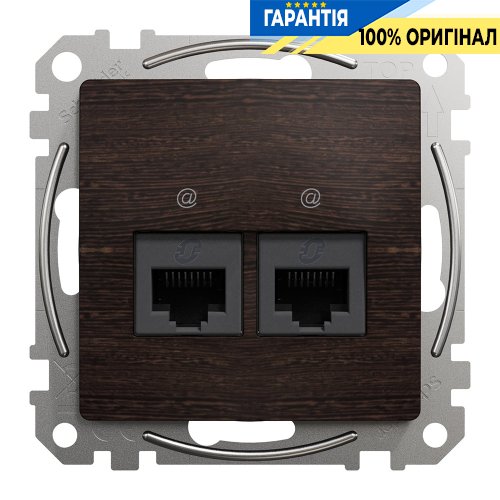 Комп'ютерна розетка 2-а RJ45 кат. 5е UTP Schneider Electric «Sedna Elements» SDD181452 (колір - венге)