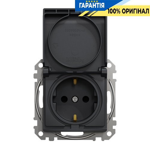 Розетка с з/к со шторками с крышкой Schneider Electric «Sedna Design» SDD114024 (цвет - черный)