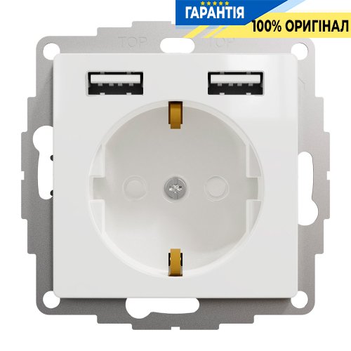 Розетка с заземлением + 2 USB тип А Schneider Electric «Sedna Design» SDD111052 (цвет - белый)