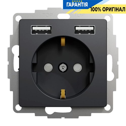 Розетка із заземленням + 2 USB тип Schneider Electric «Sedna Design» SDD114052 (колір - чорний)