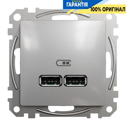USB розетка тип A+A 2,1A Schneider Electric «Sedna Design» SDD113401 (цвет - алюминий)