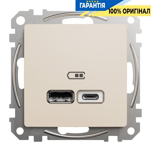 USB розетка тип A+C 2,4A Schneider Electric Sedna Design SDD112402 (колір - бежевий)