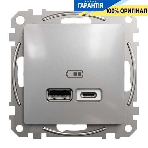 USB розетка тип A+C 2,4A Schneider Electric «Sedna Design» SDD113402 (цвет - алюминий)
