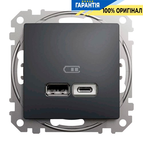 USB розетка тип A+C 2,4A Schneider Electric «Sedna Design» SDD114402 (цвет - черный)