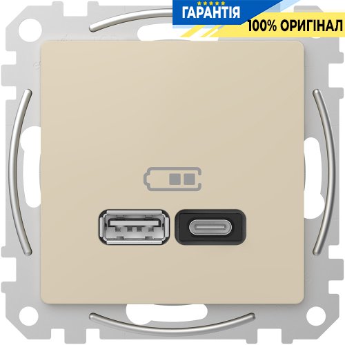USB розетка тип A+C (45 Вт) Schneider Electric Sedna Design SDD112404 (колір - бежевий)