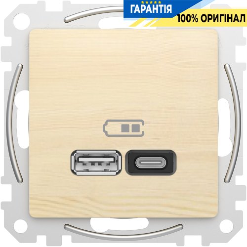 USB розетка тип A+C (45 Вт) Schneider Electric Sedna Elements SDD180404 (колір - береза)