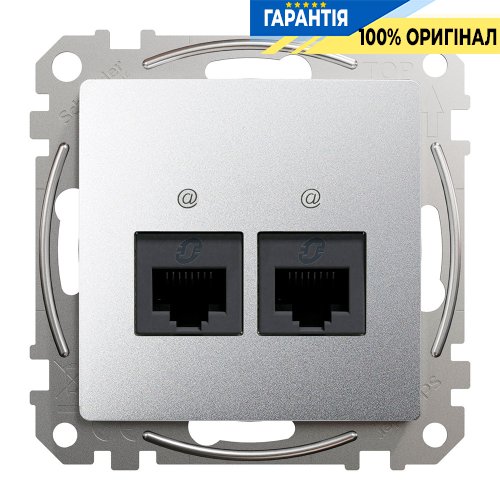 Комп'ютерна розетка 2-а RJ45 кат. 5е UTP Schneider Electric «Sedna Design» SDD113452 (колір - алюміній)