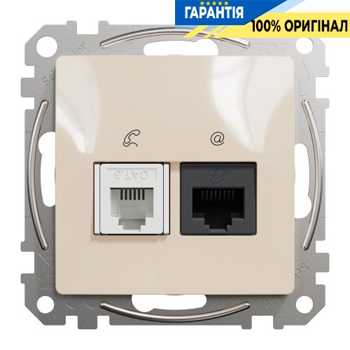 Розетка телекомунікаційна RJ45+RJ11 6UTP Schneider Electric Sedna Design SDD112468 (колір - бежевий)