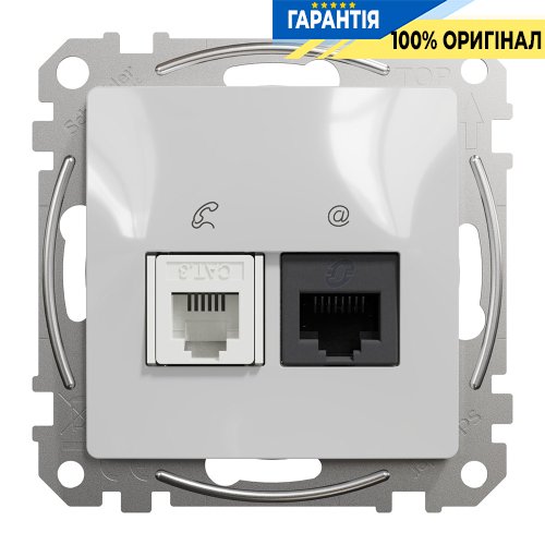 Розетка телекомунікаційна RJ45+RJ11 6UTP Schneider Electric Sedna Design SDD113468 (колір - алюміній)