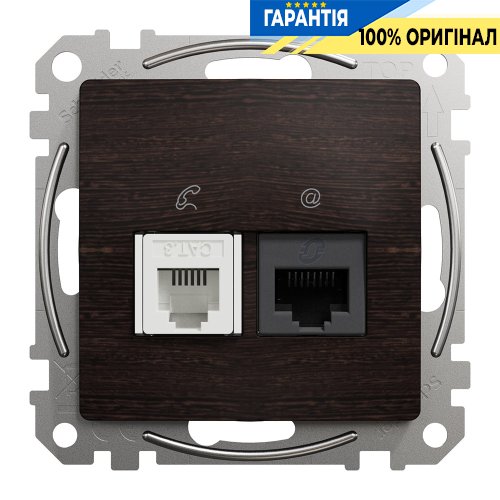 Розетка телекоммуникационная RJ45+RJ11 6UTP Schneider Electric «Sedna Elements» SDD181468 (цвет - венге)