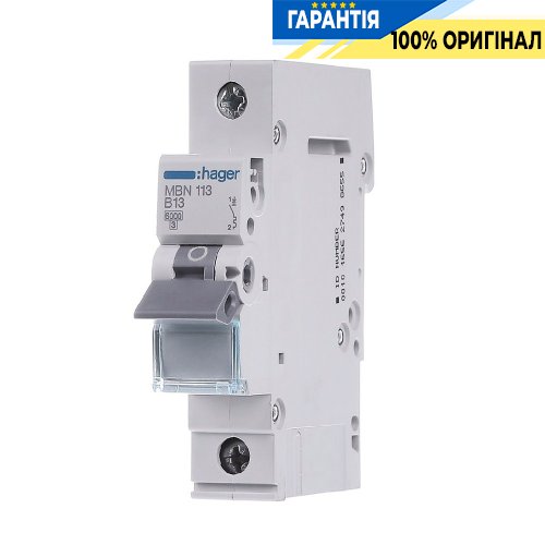 Автоматический выключатель Hager 1-полюсный, 13A , B, 6kA, MBN113