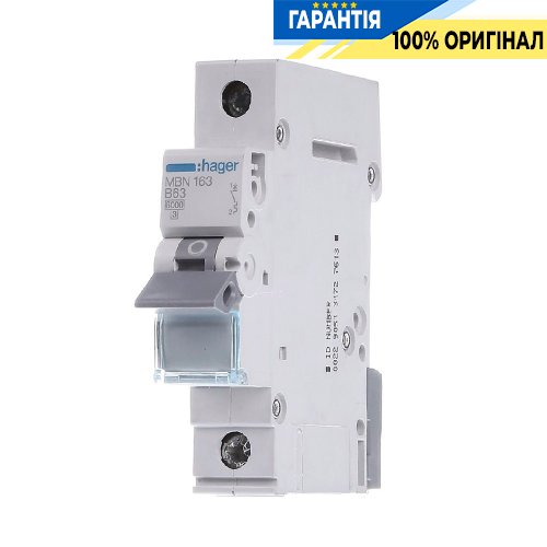 Автоматический выключатель Hager 1-полюсный, 63A , B, 6kA, MBN163