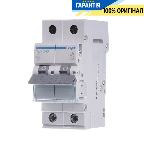 Автоматический выключатель Hager 2-полюсный, 40A , B, 6kA, MBN240