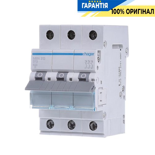 Автоматический выключатель Hager 3-полюсный, 13A , B, 6kA, MBN313