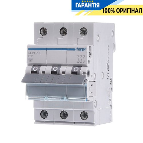 Автоматический выключатель Hager 3-полюсный, 16A , B, 6kA, MBN316