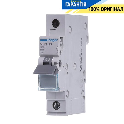Автоматический выключатель Hager 1-полюсный, 10A, C, 6kA, MCN110
