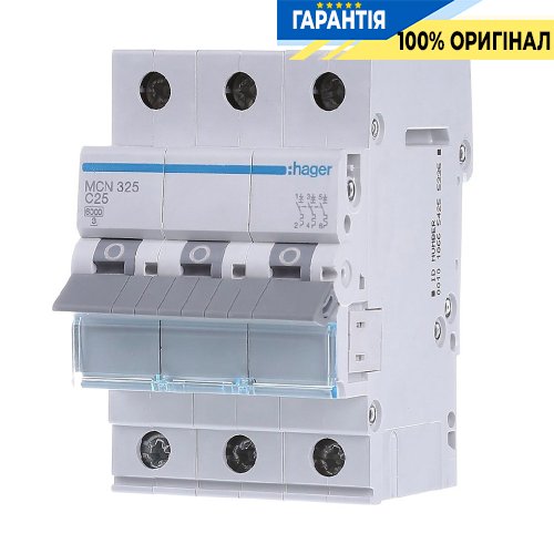 Автоматический выключатель Hager 3-полюсный, 25A, C, 6kA, MCN325