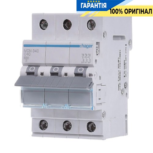 Автоматический выключатель Hager 3-полюсный, 40A, C, 6kA, MCN340