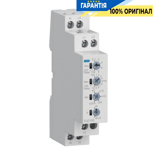Реле контроля напряжения и фаз, 1-Ф, 1P+N / 3P+N, 1ПК, Hager EUD100