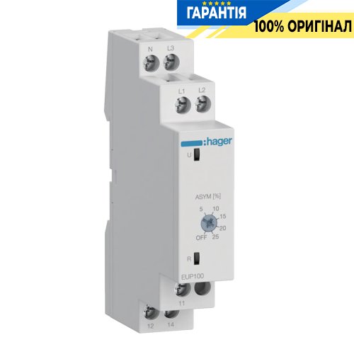 Реле контролю фаз, 3P(N), 1ПК, Hager EUP100