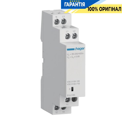 Реле контролю мінімальної напруги 1P+N / 3P+N, 1ПК, Hager EUU100