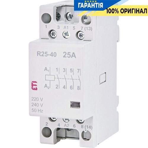 Контактор 3НО+1НЗ, 25А R 25-40 230V AC ETI 2462310, тихий режим