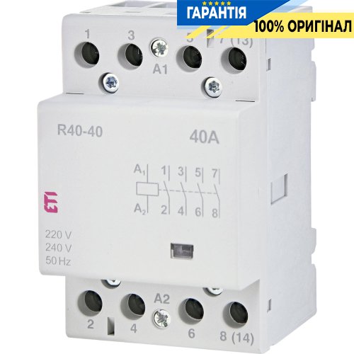 Контактор 4НО, 40А, 230V AC, R 40-40 ETI 2463410, тихий режим