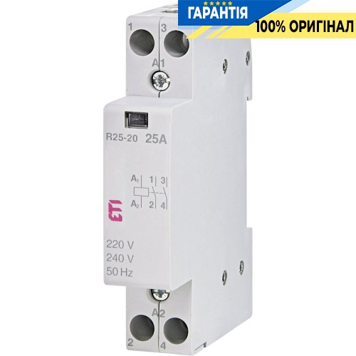 Контактор 2НО, 25А R 25-20 230V AC ETI 2463502, тихий режим