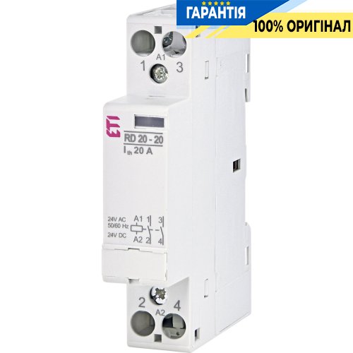Контактор 2НО, 20А 24V/AC/DC RD 20-20 ETI 2464005
