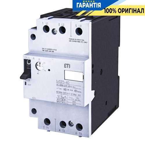 Автоматичний вимикач захисту двигуна MSP1-40 (18,5 kW, 28-40A) ETI 4646629