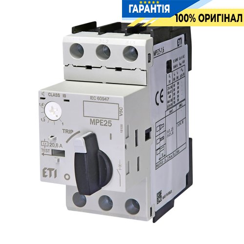 Автоматический выключатель защиты двигателя MPE25-1,6 ETI 4648006