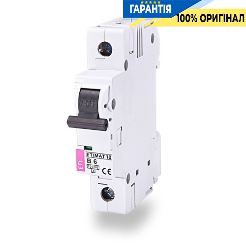 Автоматический выключатель ETI ETIMAT 10 1p C 6А (10 kA) 2131712