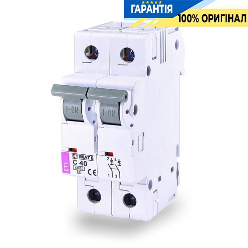 Автоматический выключатель ETI ETIMAT 6 2p C 2A (6kA) 2143508