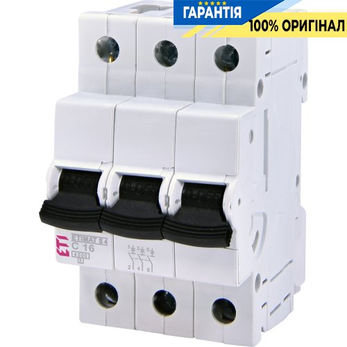 Автоматический выключатель 3p, C, 16A, (4,5 kA) ETIMAT S4 ETI 1910330