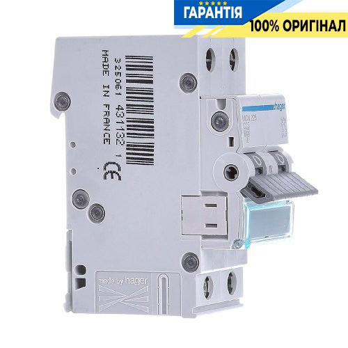 Автоматичний вимикач Hager 2-полюсний, 25A, C, 6kA, MCN225
